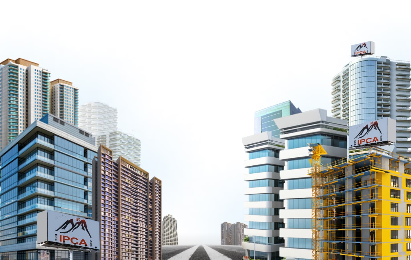Buildings of the HDIL Industrial Park with IPCA billboards